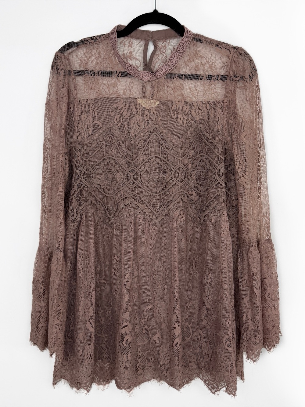 Entro Mauve Lace Long Sleeve
High Neck Peplum Blouse